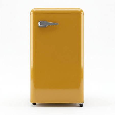 Petit réfrigérateur rétro – 1 porte – Jaune – 100 L (76 L net) – R600a – Économie d’énergie - NASCO