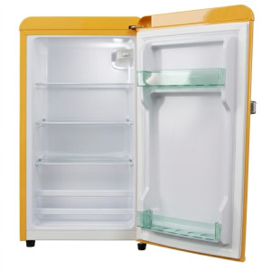 Petit réfrigérateur rétro – 1 porte – Jaune – 100 L (76 L net) – R600a – Économie d’énergie - NASCO