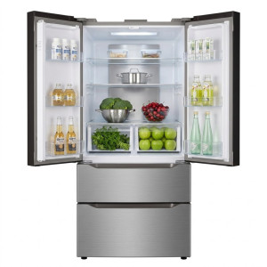 Réfrigérateur combiné – French Door – 2 tiroirs – Inox – 220-240 V – 348 L - NASCO –