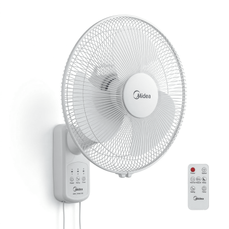 Ventilateur mural avec télécommande Midea – 16″ – 3 hélices – 3 vitesses – Midea -