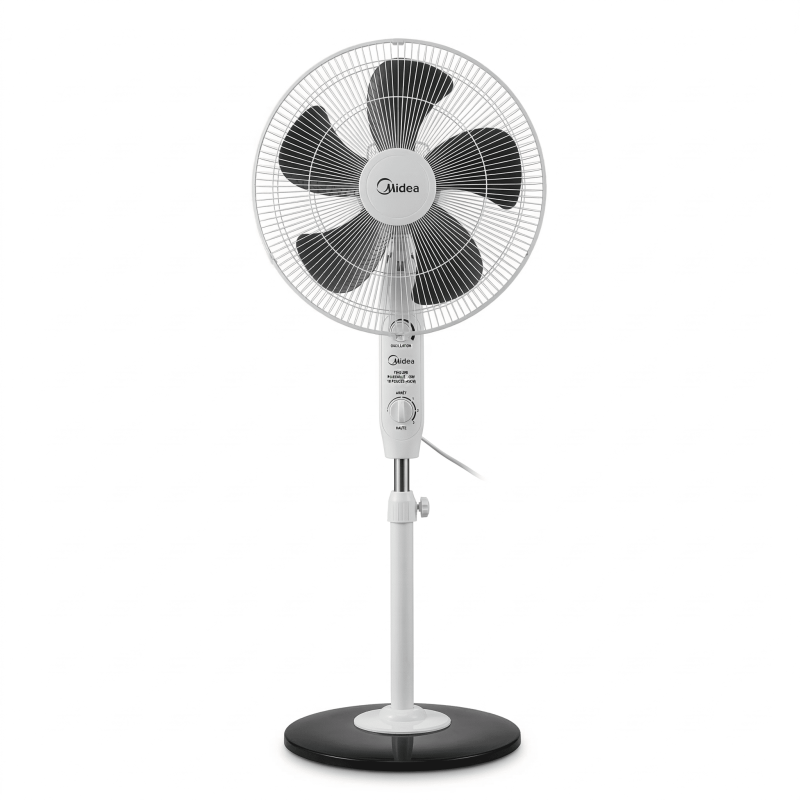 Ventilateur à pied Midea – 18″ – 55W – Hauteur réglable – 3 niveaux de vitesse – 5 hélices – Midea