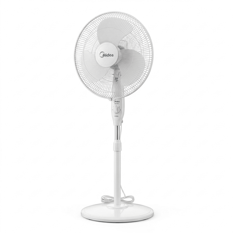 Ventilateur à pied Midea – 16″ – 50W – Silencieux – 3 niveaux de vitesse – 3 hélices – Midea -