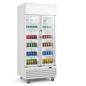 Refroidisseur vertical - 2 battants - 488 l - r290 - vitre-blanc - clé - 220-240 v - 280 w - Nasco