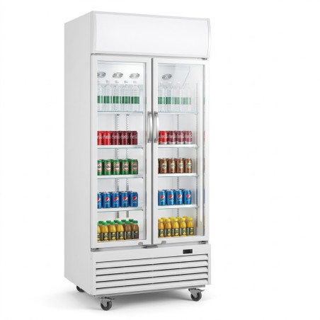 Refroidisseur vertical - 2 battants - 488 l - r290 - vitre-blanc - clé - 220-240 v - 280 w - Nasco
