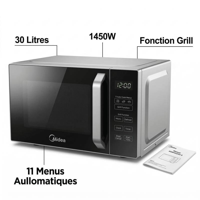 Micro-Onde avec poignée Midea – cuisson automatique – Affichage numérique – Manuel – Midea -