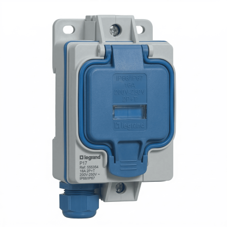 Prise saillie P17 IP66/67 16A - 200V~ à 250V~ - 2P+T - Legrand