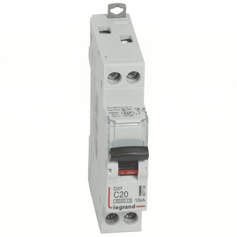 Disjoncteur DX³6000 10kA arrivée haute et départ bas à vis U+N