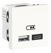 Chargeur USB double - 5Vcc - 1A + 2,1A - 2 modules - Blanc -