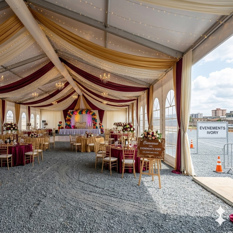 Location de Chapiteau climatisé  625 m2 (25x25m ) sans parquet