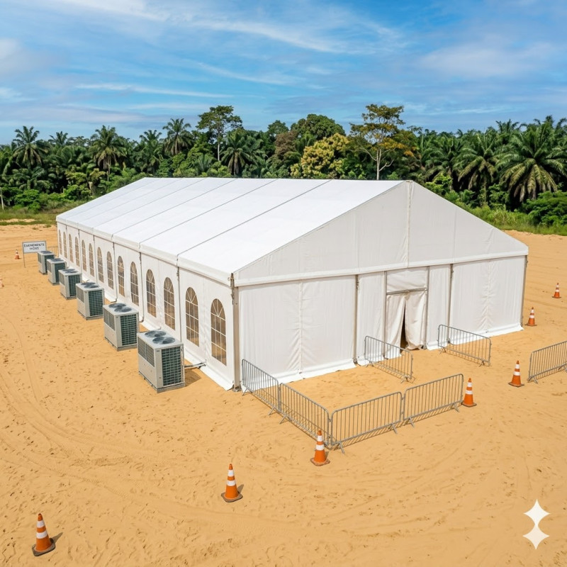 Location de Chapiteau climatisé 500 m2 (25x20m ) sans parquet