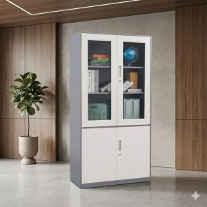 Armoire de rangement multifonction métallique vitrée pour bureau