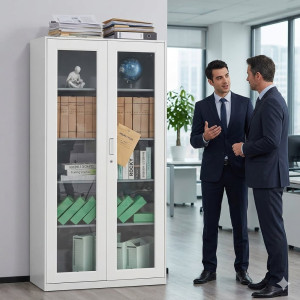 Armoire de rangement métallique porte vitrée pour bureau
