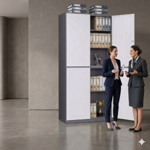 Armoire de rangement métallique à 4 portes battantes pour bureau
