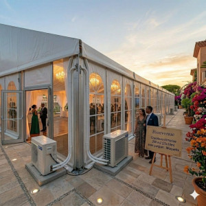 Location de Chapiteau climatisé 250 m2 (25x10m ) avec parquet - Moquette