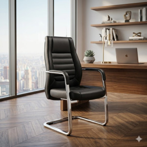 Fauteuil visiteur noir avec accoudoirs et une structure métallique - Achat / Vente