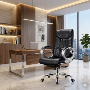 Fauteuil de bureau de style directionnel, de couleur noire et avec des accoudoirs - EBENEFBD-206 - Achat / Vente