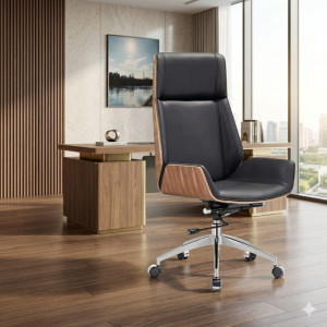 Fauteuil orthopédique pivotante ergonomique, pour agent confortable à dossier haut en cuir PU avec roues - Achat / Vente