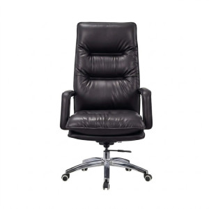 Fauteuil Exécutif Premium en Cuir Marron avec Base Chromée