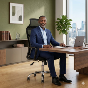Chaise de bureau pivotante multifonctionnelle en maille avec appui-tête, réglable