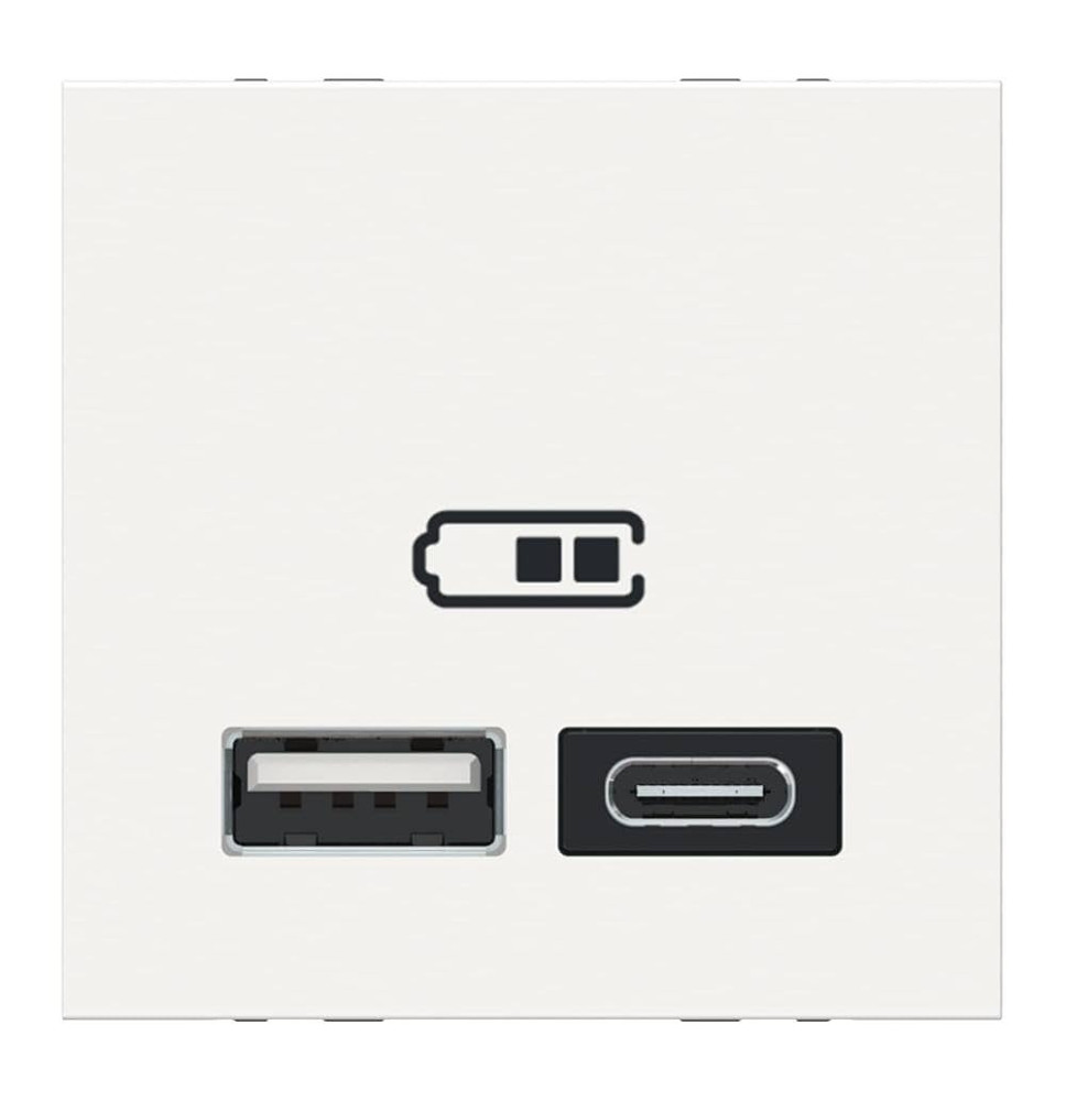 Chargeur USB double - 5Vcc - 2,4A type A+C - 2 modul - blanc - Chargeur USB double - 5Vcc - 2,4A type A+C - 2 modul - blanc -