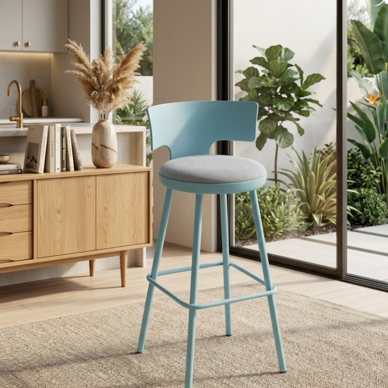 Chaise de bar à dossier ouvert - Tabouret de bar scandinave rembourré - 41 x 37 x 92 cm,Chaise