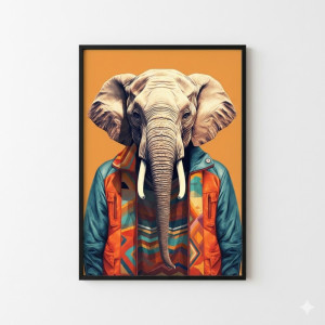 Tableau Mural Décoratif Éléphant Élégant - Art Contemporain 60x80 cm
