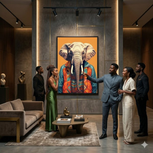 Tableau Mural Décoratif Éléphant Élégant - Art Contemporain 60x80 cm