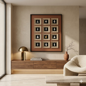 Galerie Murale Modulable 12 Cadres - Noir et Blanc 80x120 cm