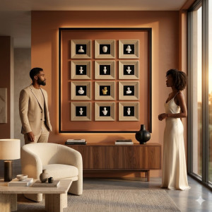 Galerie Murale Modulable 12 Cadres - Noir et Blanc 80x120 cm