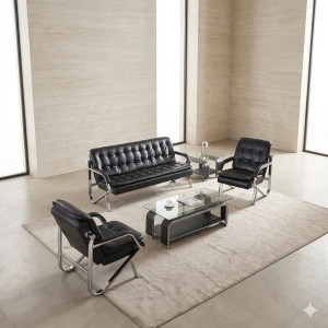 Salon moderne noir avec structure en métal - 214B,Salons - Salle à manger - Aménagement intérieur