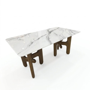 Table à manger - en marbre blanc veiné - T - 85/2517