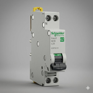 Disjoncteur miniature (MCB), Easy9, 1P+N, 25 A, courbe C, 4 500 A (CEI/EN 60898-1) - EZ9P32625 - Achat / Vente
