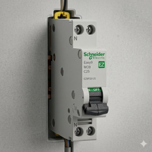 Disjoncteur miniature (MCB), Easy9, 1P+N, 25 A, courbe C, 4 500 A (CEI/EN 60898-1) - EZ9P32625 - Achat / Vente