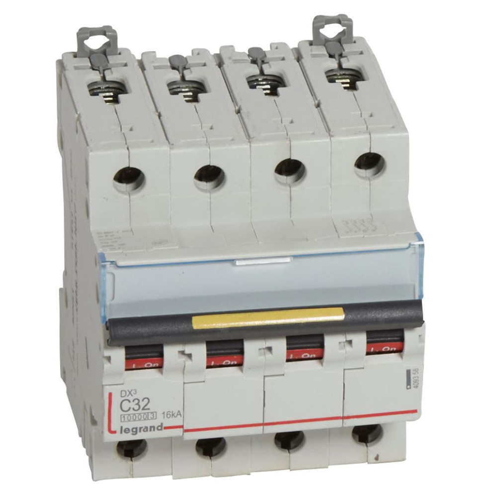 Disjoncteur DX³10000 16kA arrivée haute et départ bas à vis 4P Disjoncteur DX³10000 16kA arrivée haute et départ bas à vis 4P