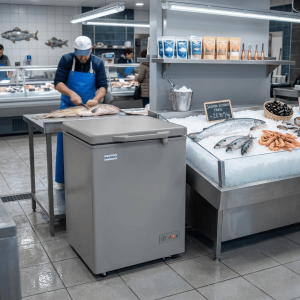 CONGELATEUR HORIZONTAL 92LT-92LITRES - SILVER AVEC 1 PANIER A L'INTERIEUR -  NASCO