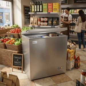 CONGELATEUR HORIZONTAL SILVER 142LT-142LITRES - 1PANIER AVEC PORTE VITREE A L'INTERIEUR - NASCO
