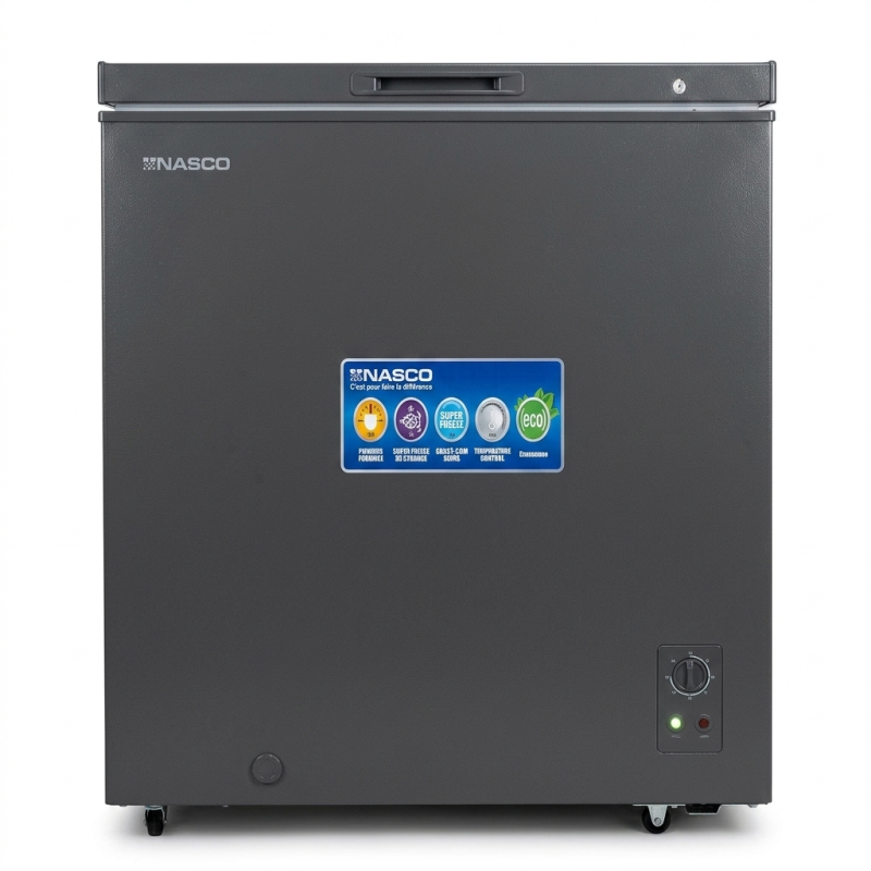 CONGELATEUR HORIZONTAL 137LT-137LITRES - 1PORTE 1 PANIER INTERNE CLE DARK SILVER 220-240V R600 - NASCO