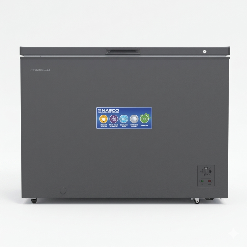 CONGELATEUR HORIZONTAL 295LT-295LITRES -  220-240V 1PORTE 1 PANIER INTERNE GRIS SOMBRE CLE R600 ECO EN - NASCO