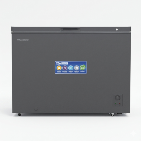 CONGELATEUR HORIZONTAL 295LT-295LITRES -  220-240V 1PORTE 1 PANIER INTERNE GRIS SOMBRE CLE R600 ECO EN - NASCO