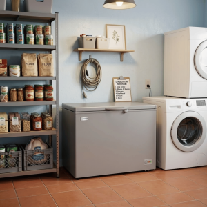 CONGELATEUR HORIZONTAL 337LT-337LITRES GRIS FONCE  - PORTE VITREE INT.1 PANIER INT.CLE 220-240V R600 - NASCO