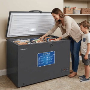 CONGELATEUR HORIZONTAL 397LT-397LITRES - 220-240V 1PORTE 1 PANIER INTERNE GRIS SOMBRE CLE R600 ECO EN - NASCO