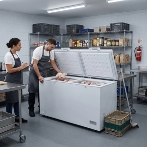 CONGELATEUR HORIZONTAL BLANC 508LT-508LITRES - 2 BATTANTS 2 PANIERS INTERNES 220-240V - NASCO