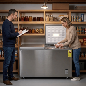 CONGELATEUR HORIZONTAL ARGENT 850LT-850LITRES - 2 PORTES 2 PANIERS INTERNES CLE 220-240V - NASCO