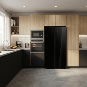 FRIGO AMERICAIN 555LT-555LITRES(349L+206L) - 2 PORTES NOIR INVERTER QUATRO 220-240V R600A - MIDEA