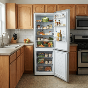 FRIGO COMBINE 310LT-310LITRES(224L+86L) - 3 TIROIRS INOX NO FROST INVERTER 220-240V R600A - MIDEA