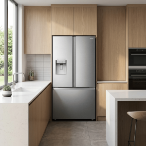 FRIGO 612LT-612LITRES - 2 PORTES-1TIROIR NOIR GRIS INVERTER DIST.D'EAU-GLACONS DUAL TECH COOL. - HISENSE