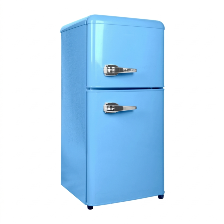 PETIT FRIGO RETRO 110LT-110LITRES (86LT NET) - 2 PORTES BLEU R600A ECONOMIE D'ENERGIE - NASCO
