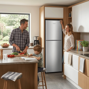 REFRIGERATEUR COMBINE 203LT-203LITRES(136LT NET) - 3TIROIRS DARK SILVER ECONOMIE D'ENERGIE - NASCO