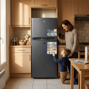 REFRIGERATEUR DOUBLE PORTE 168LT-168LITRES NET (120LT+48LT) - R600a AVEC CLE  SILVER - NASCO