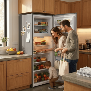 REFRIGERATEUR 350LT-350LITRES(262L+88L) - SILVER ECONOMIE D'ENERGIE R600 220-240V - NASCO